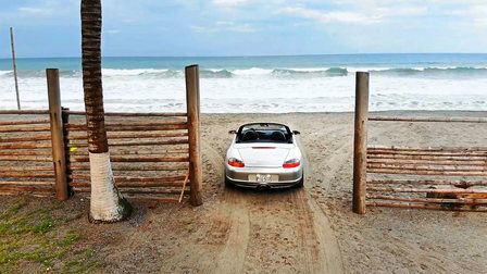 Porsche Boxster at the Pacific coast in Ecuador