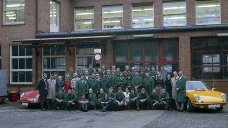1972: Reparationskundservice i Werk 1, till vänster Rolf Srenger, andra från vänster Elmar Wilrett