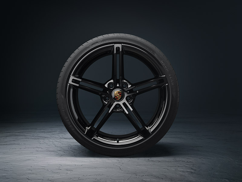 Porsche - 21 -inç “Mission E Design” jant boyalı siyah (parlak yüzey) Porsche Exclusive Manufaktur